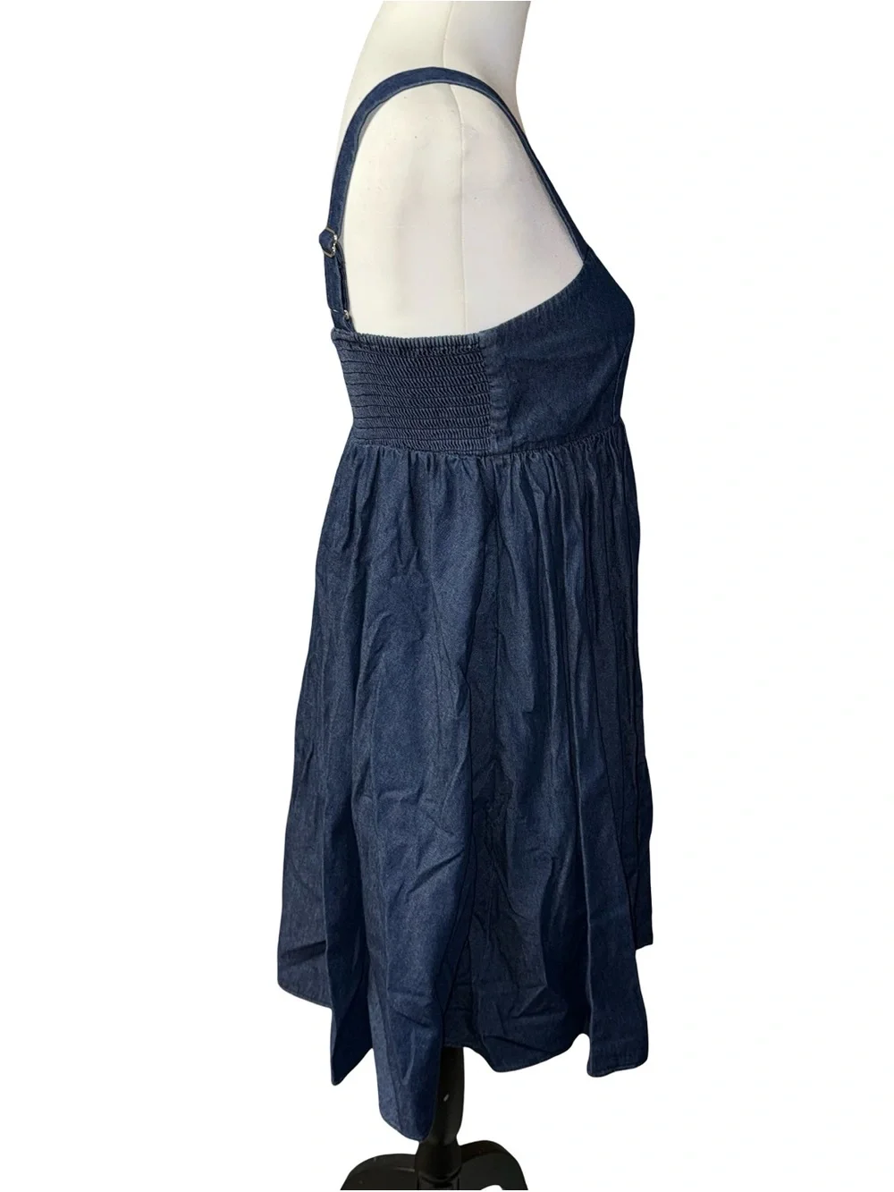 Kate Spade Chambray Al Fresco Blue Cotton Square Neck Midi Dress Size Small